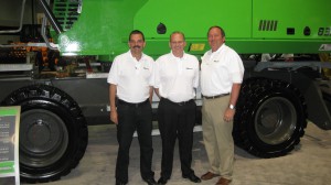 Constantino Lannes (L) and John Van Ruitenbeek (R) of SENNEBOGEN and Bill Schoenfelder, President of The Victor L. Phillips Co. at this year’s ISRI show. 