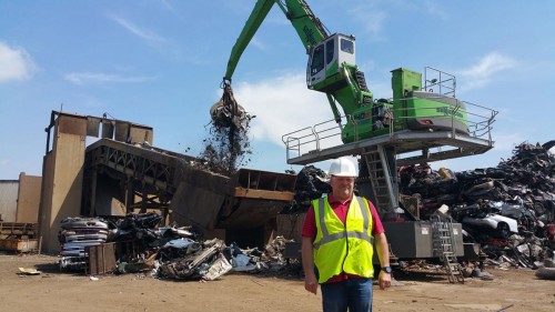 Jeff Beebe in front of Ferrous Processing & Trading’s new 840 E-Series Electric Machine.